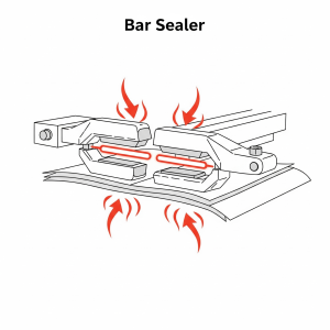 بار سیل (Bar Sealer) در این روش، دو فک یا میلهی داغ از دو طرف به لایهها فشار وارد کرده و با انتقال حرارت مستقیم، اتصال را برقرار میکنند. این سیستم برای کاربردهای ساده و خطوط تولید با سرعت پایین مناسب است.
